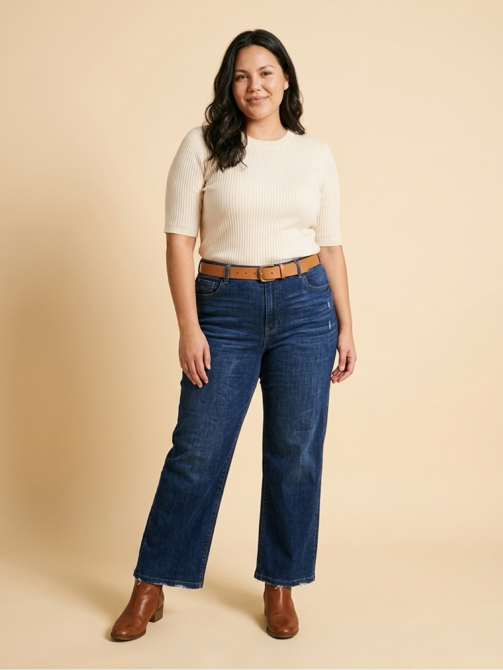 Democracy Wide Leg High-Rise Jeans in Dark Blue